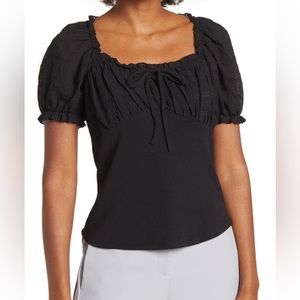 Status by Chenault Plaid Overlay Bodice Top Medium Black